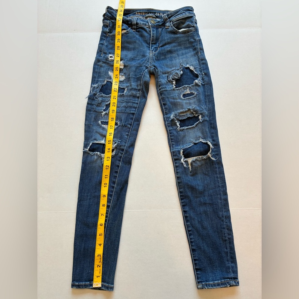 American Eagle Blue Skinny Distressed Jeans